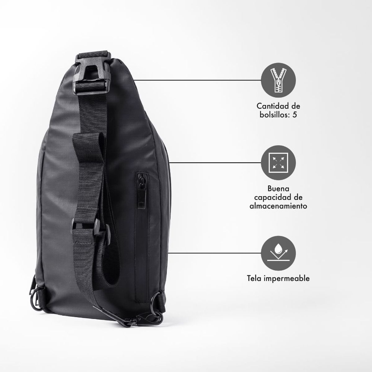 XCLUSIVE - Banano Cruzado Xclusive Impermeable 6 litros - Modelo Elite Cross - 5 Compartimientos