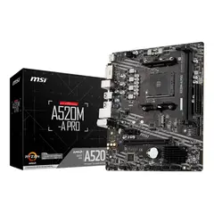 MSI - Placa Madre A520M-A PRO Micro ATX, Socket AM4, DDR4, HDMIDPVGA, M.2, USB 3.0, Gigabit LAN