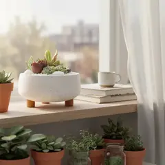 GENERICO - Macetero Martina Blanco Paila 16cm diametro