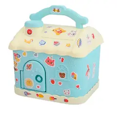 GENERICO - Alcancía Infantil Casa Con Llave Y Stickers Azul