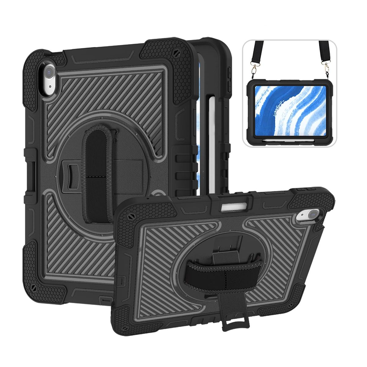 GENERICO - Funda Armadura AntiGolpe 360 Para iPad Air 11 M4 2026 Negro