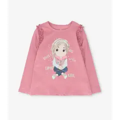 LIMONADA - Polera manga larga niña con vuelos cherry