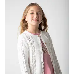 LIMONADA - Chaleco niña cardigan crudo