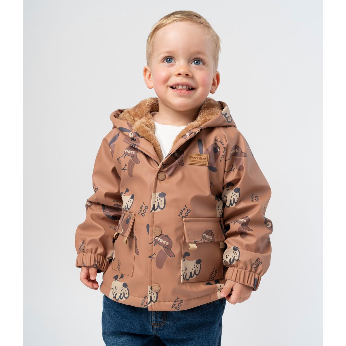 BLACK AND BLUE - Chaqueta bebé resistente al agua camel Black and blue