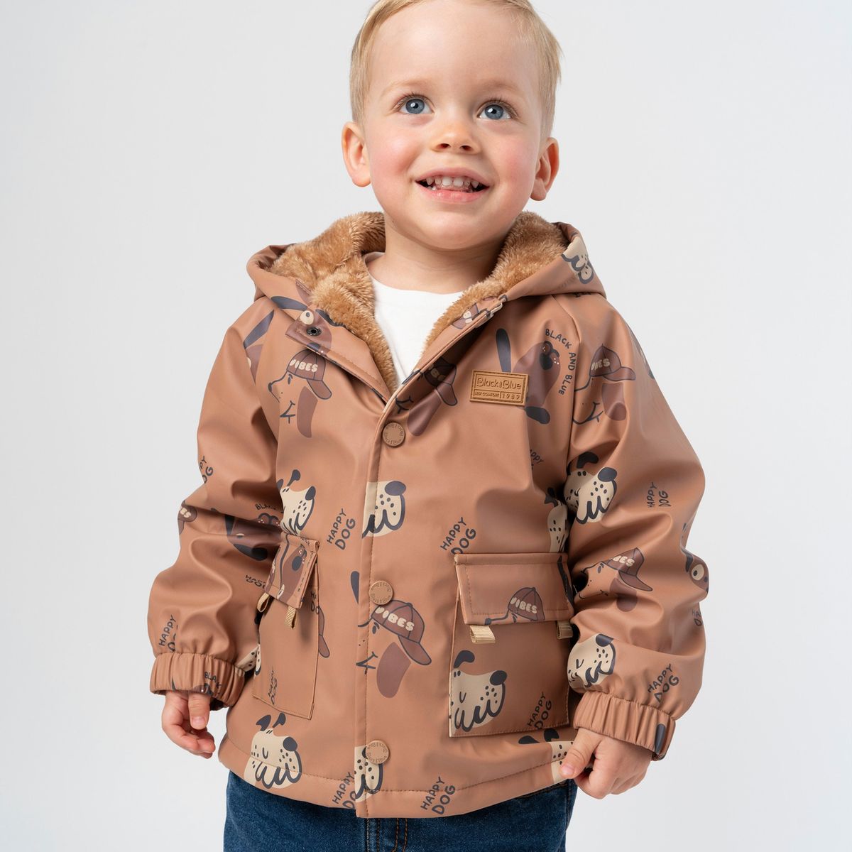BLACK AND BLUE - Chaqueta bebé resistente al agua camel Black and blue