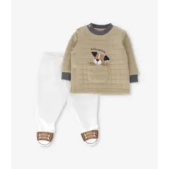 BLACK AND BLUE - Buzo recién nacido con perrito beige