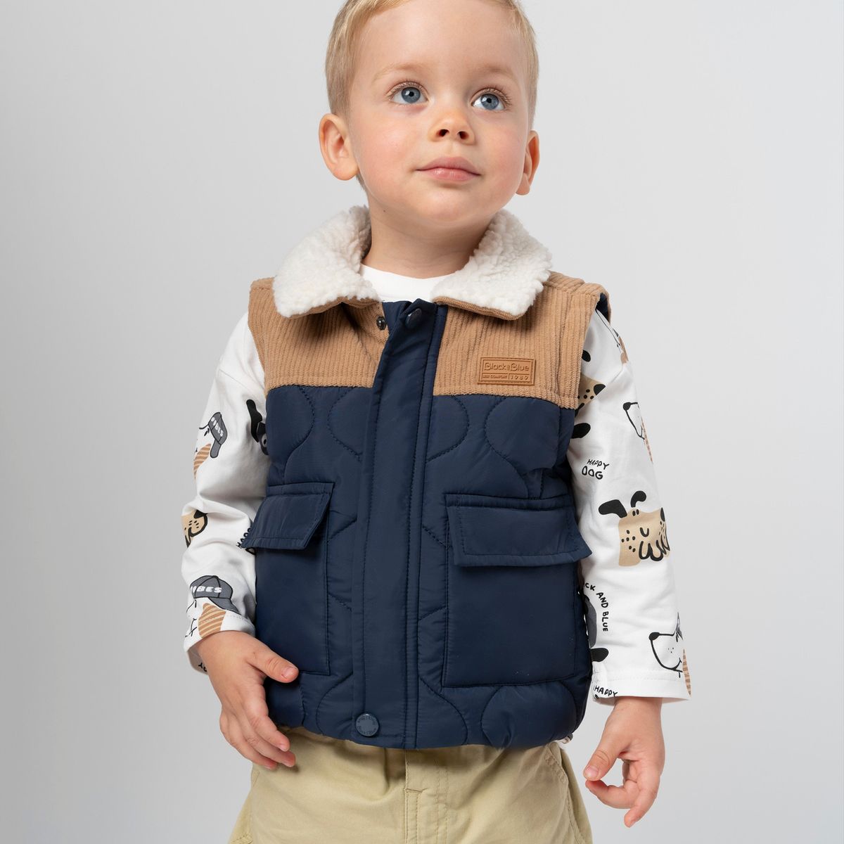 BLACK AND BLUE - Parka bebé sin mangas azul marino Black and blue