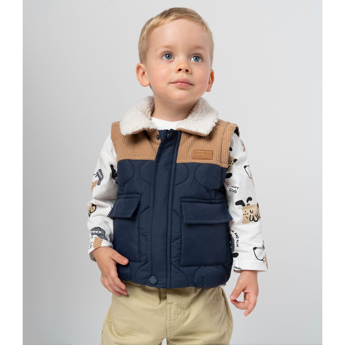 BLACK AND BLUE - Parka bebé sin mangas azul marino Black and blue