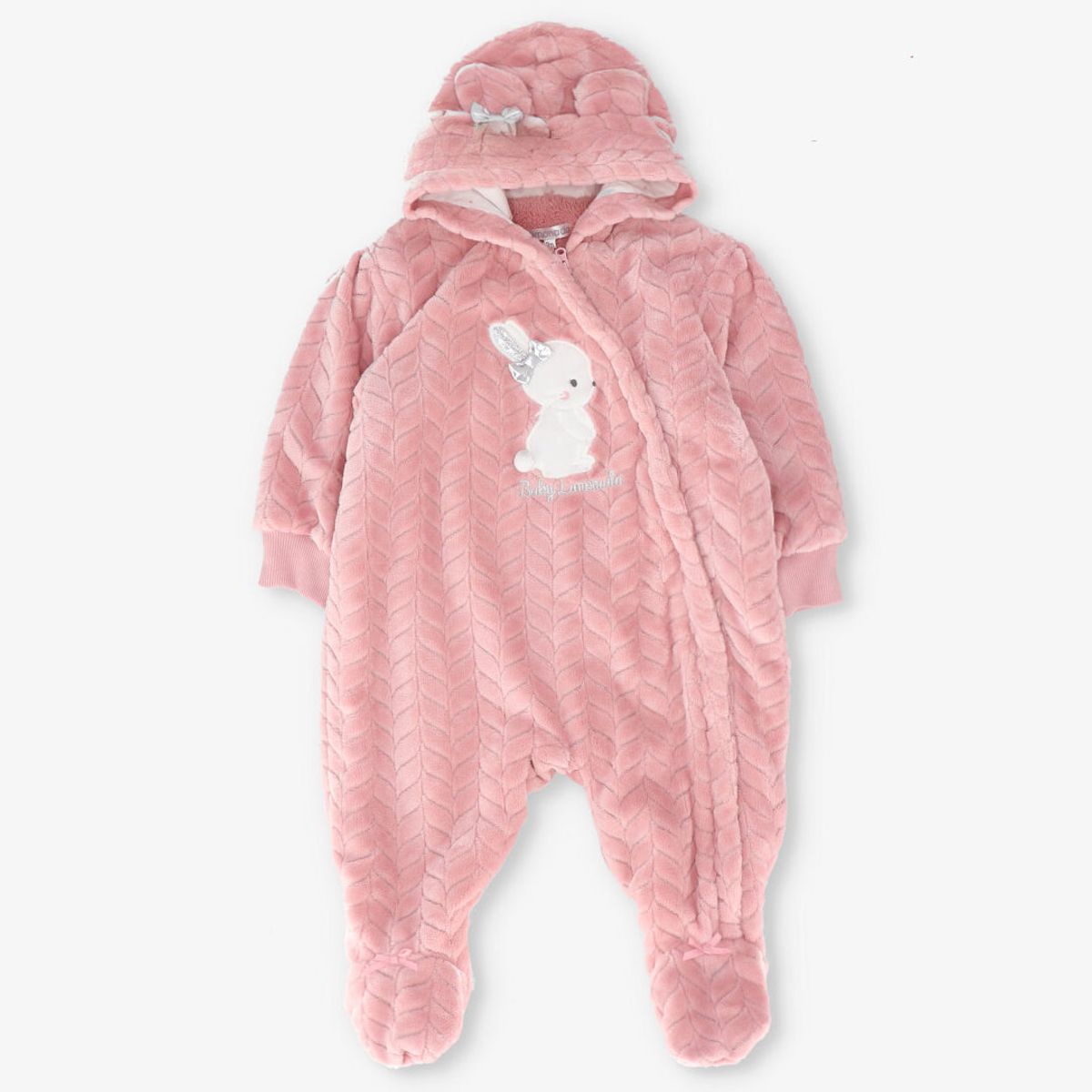 LIMONADA - Saquito recién nacida trenzado con conejo rosado Limonada