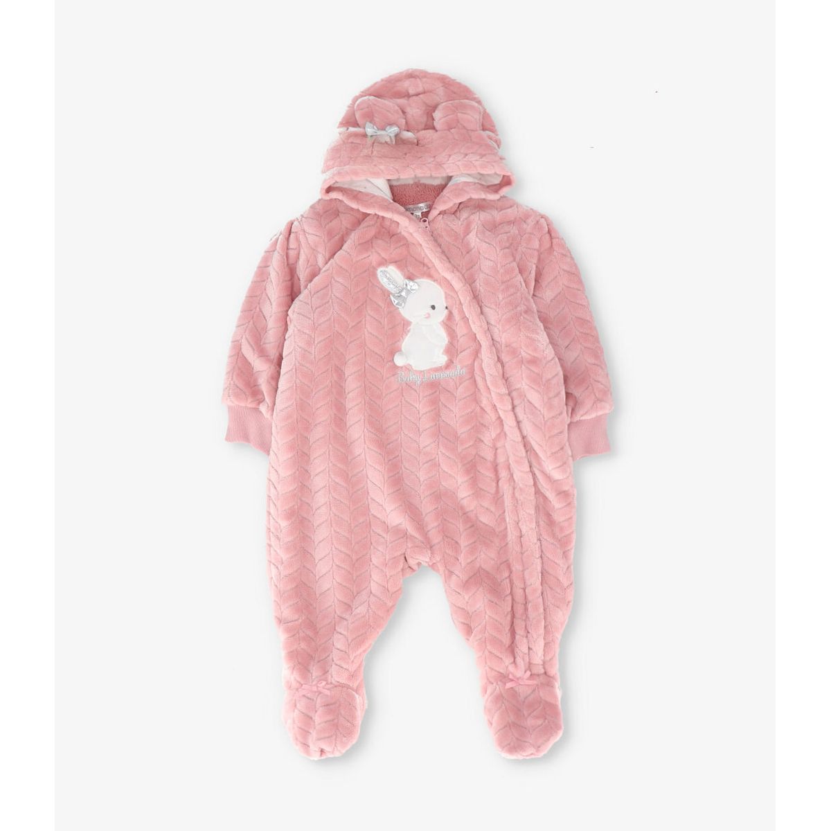 LIMONADA - Saquito recién nacida trenzado con conejo rosado Limonada