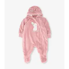 LIMONADA - Saquito recién nacida trenzado con conejo rosado