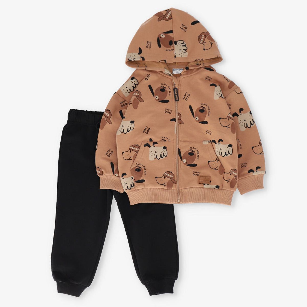 BLACK AND BLUE - Buzo bebé happy dog camel Black and blue