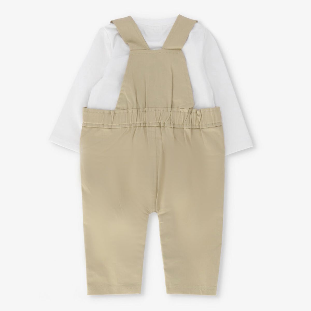 BLACK AND BLUE - Conjunto recién nacido con jardinera beige Black and blue