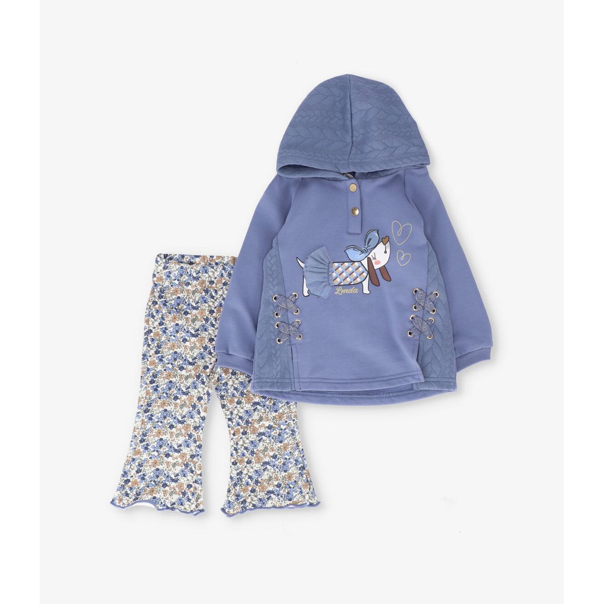LIMONADA - Conjunto bebé con perro azul piedra Limonada