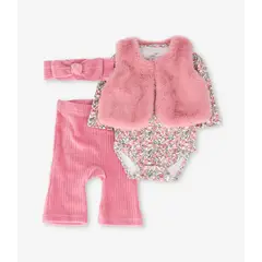 LIMONADA - Conjunto recién nacida 4 piezas cherry