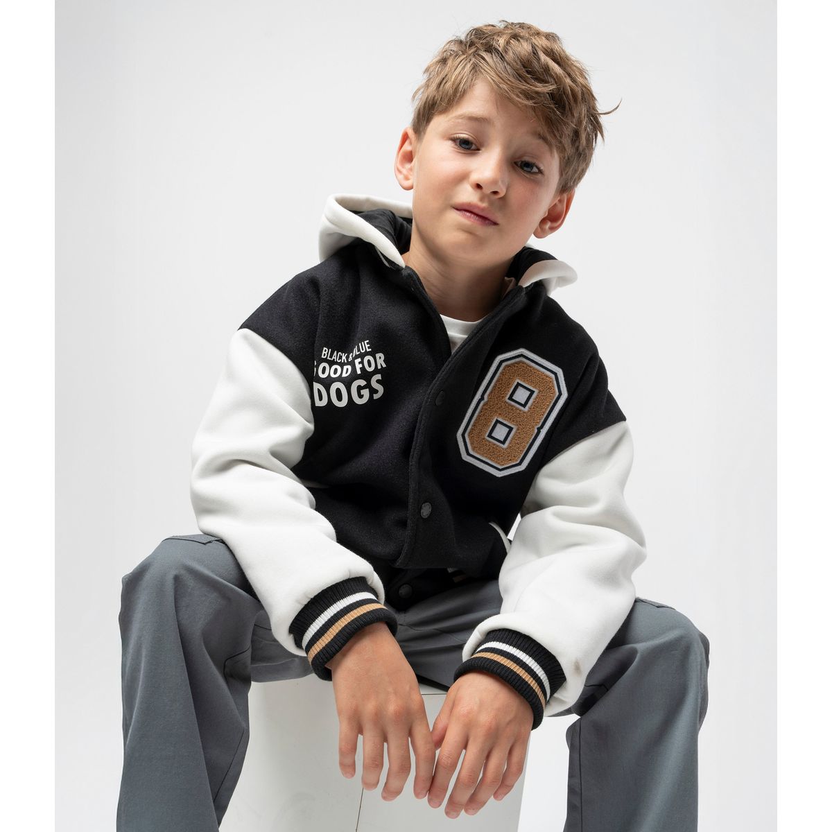 BLACK AND BLUE - Chaqueta niño bomber negro Black and blue