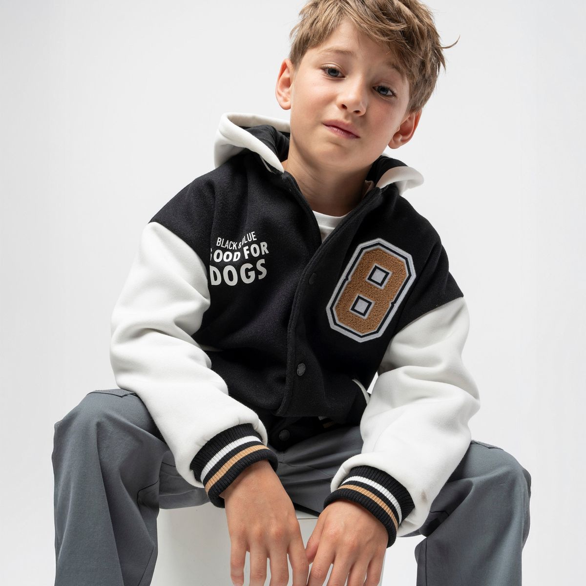 BLACK AND BLUE - Chaqueta niño bomber negro Black and blue