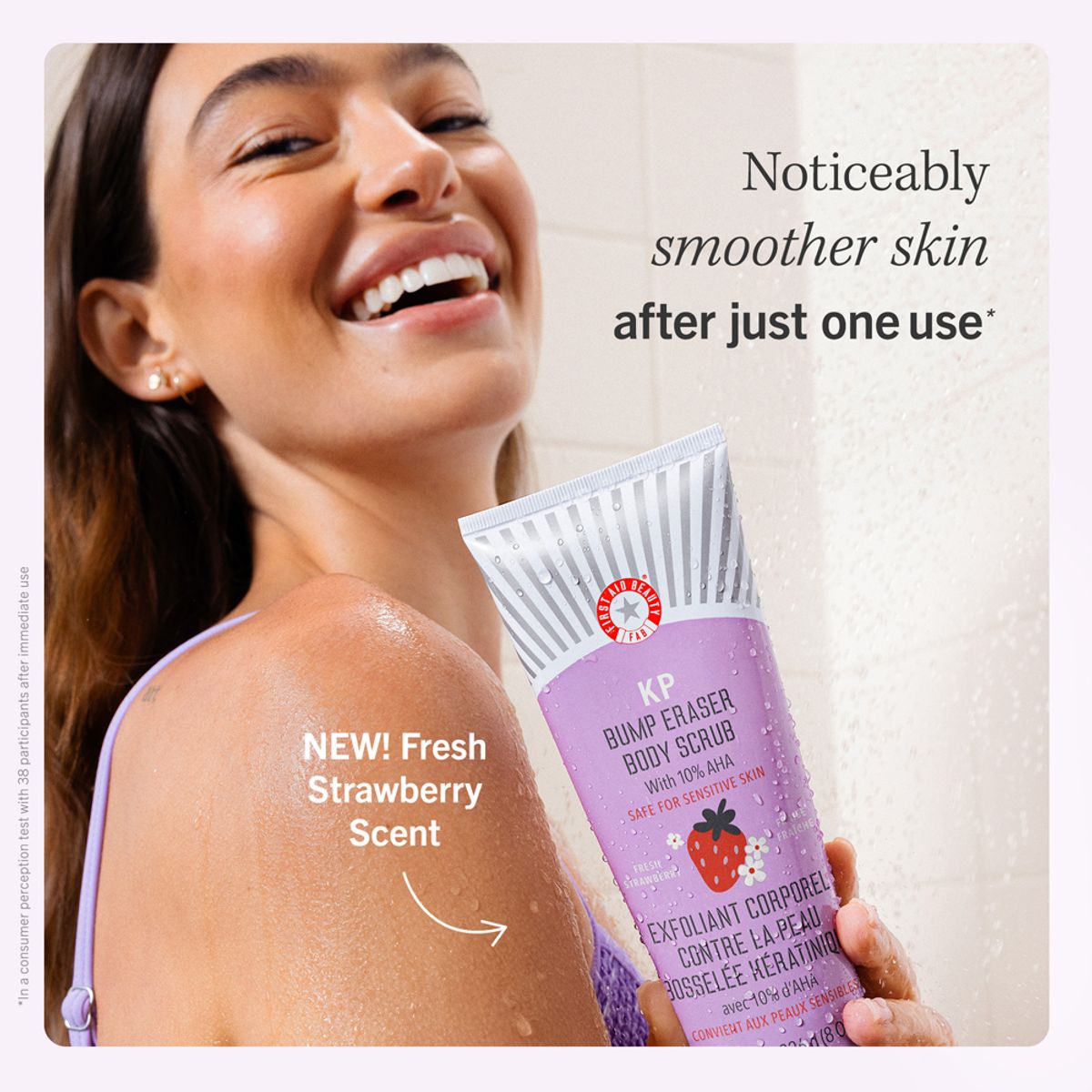 FIST AID BEAUTY - KP Bump Eraser Body Scrub with 10% AHA - Fresh Strawberry 240ml First Aid Beauty