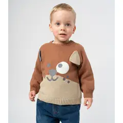 BLACK AND BLUE - Chaleco bebé con perrito camel