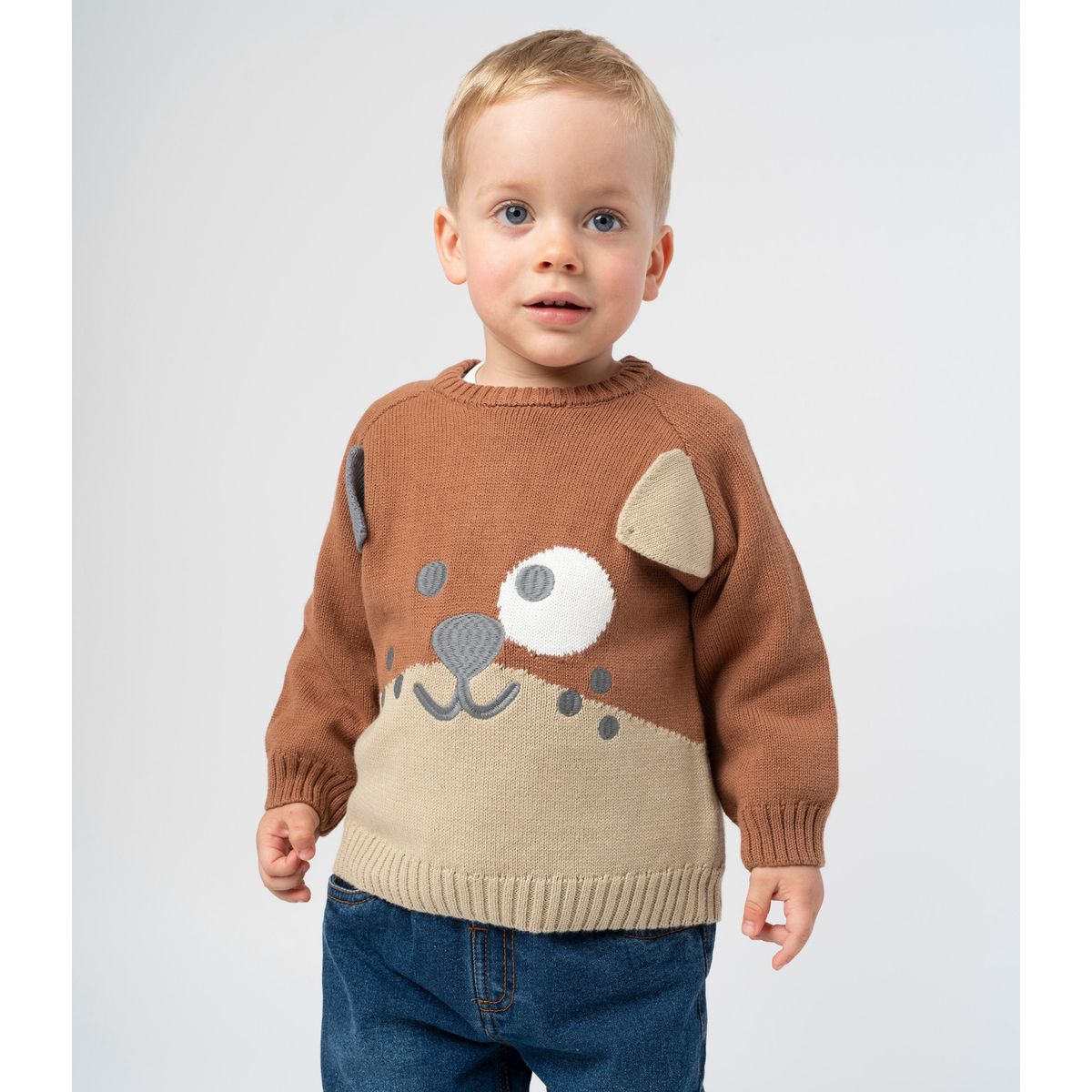 BLACK AND BLUE - Chaleco bebé con perrito camel Black and blue