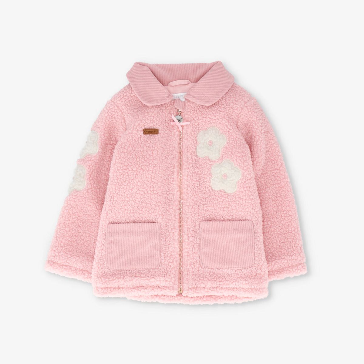 LIMONADA - Chaqueta bebé de sherpa con flores rosado Limonada