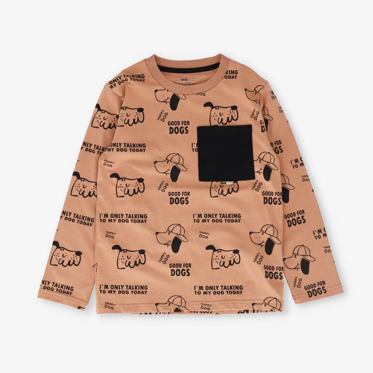 BLACK AND BLUE - Polera manga larga niño good for dogs camel Black and blue