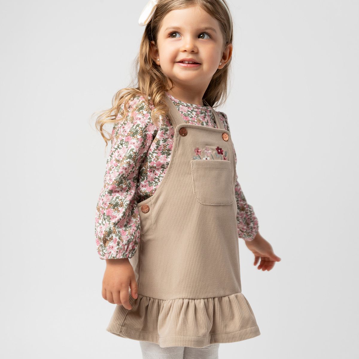 LIMONADA - Vestido bebé de cotelé beige Limonada