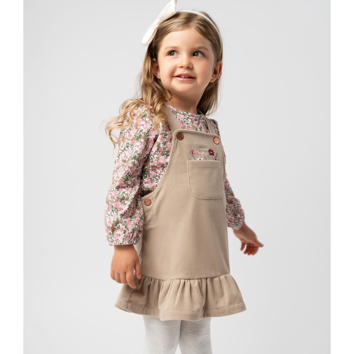 LIMONADA - Vestido bebé de cotelé beige Limonada