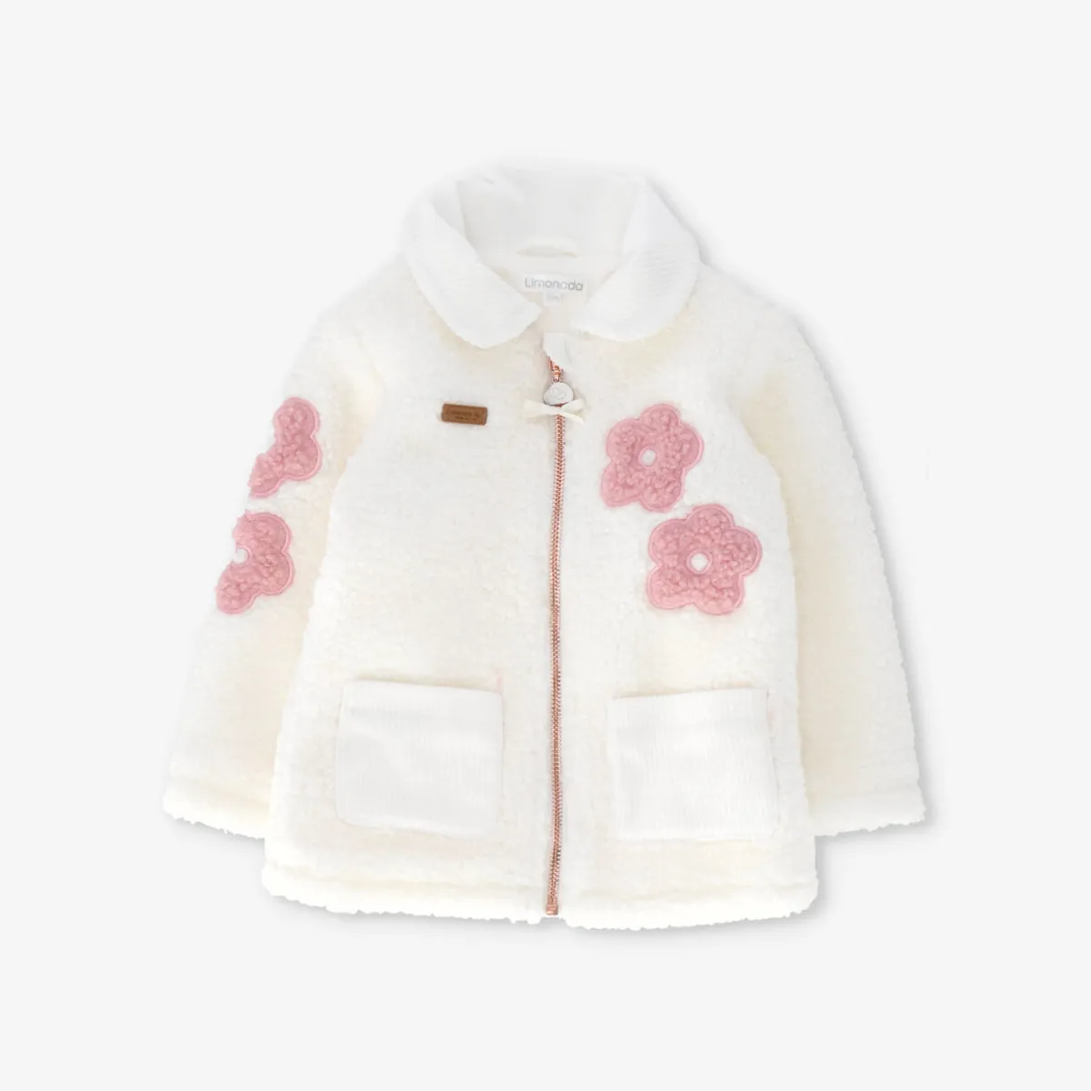 LIMONADA - Chaqueta bebé de sherpa con flores crudo Limonada