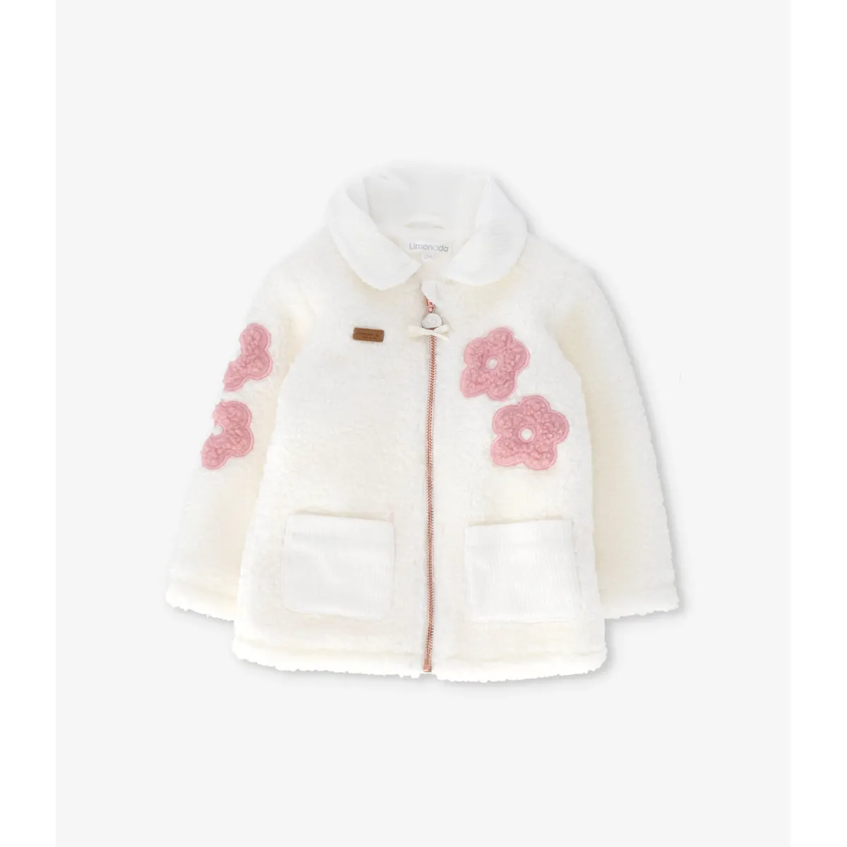 LIMONADA - Chaqueta bebé de sherpa con flores crudo Limonada