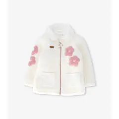 LIMONADA - Chaqueta bebé de sherpa con flores crudo