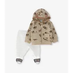 BLACK AND BLUE - Buzo recién nacido con perritos beige