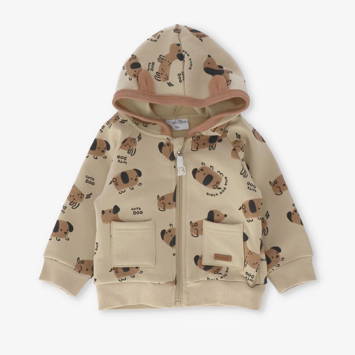 BLACK AND BLUE - Buzo recién nacido con perritos beige Black and blue