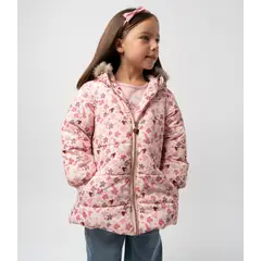4KIDS - Parka niña con flores rosado 4 Kids