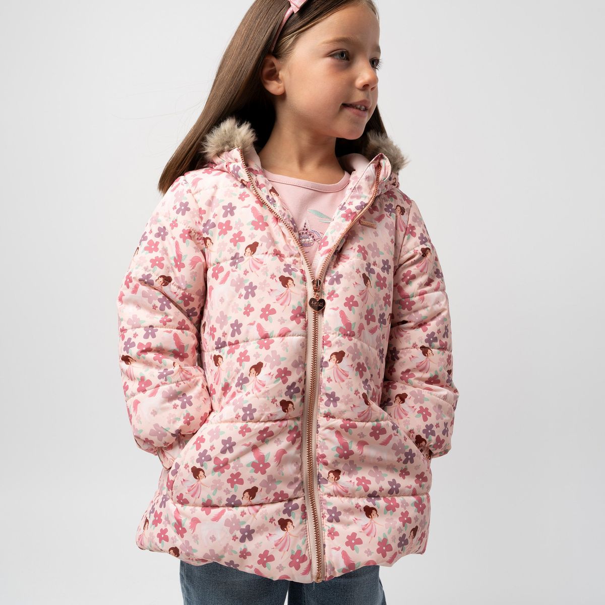 4KIDS - Parka niña con flores rosado 4 Kids