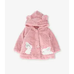 LIMONADA - Chaqueta recién nacida trenzado con conejos rosado