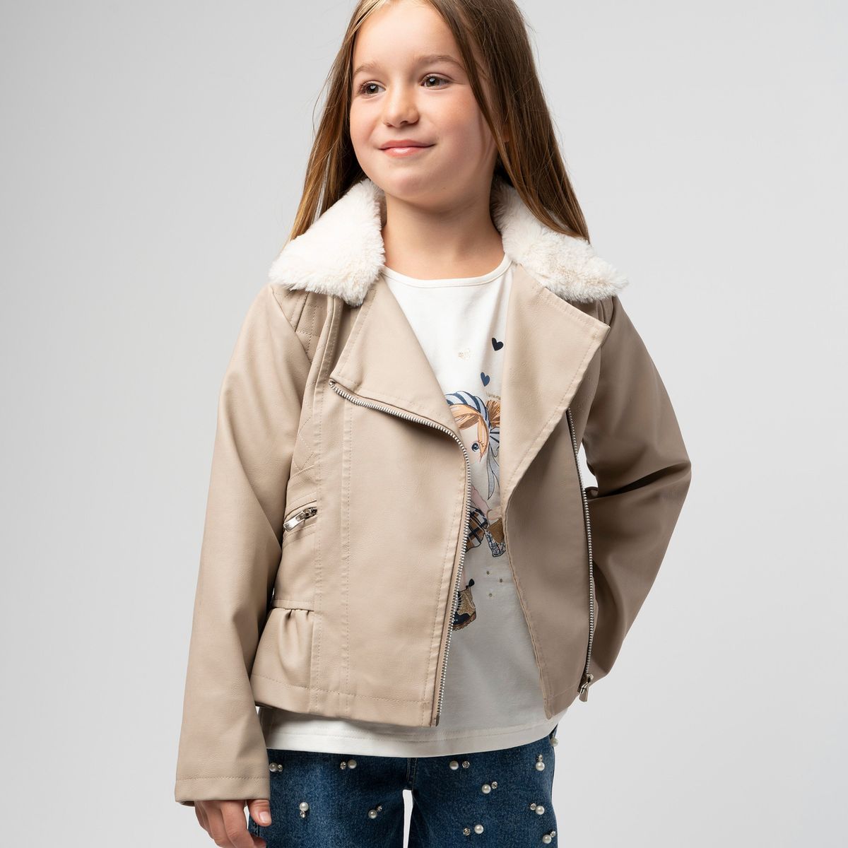 LIMONADA - Chaqueta niña aviadora beige Limonada