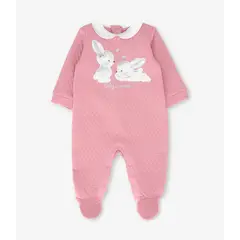 LIMONADA - Enterito recién nacida acolchado con conejos cherry