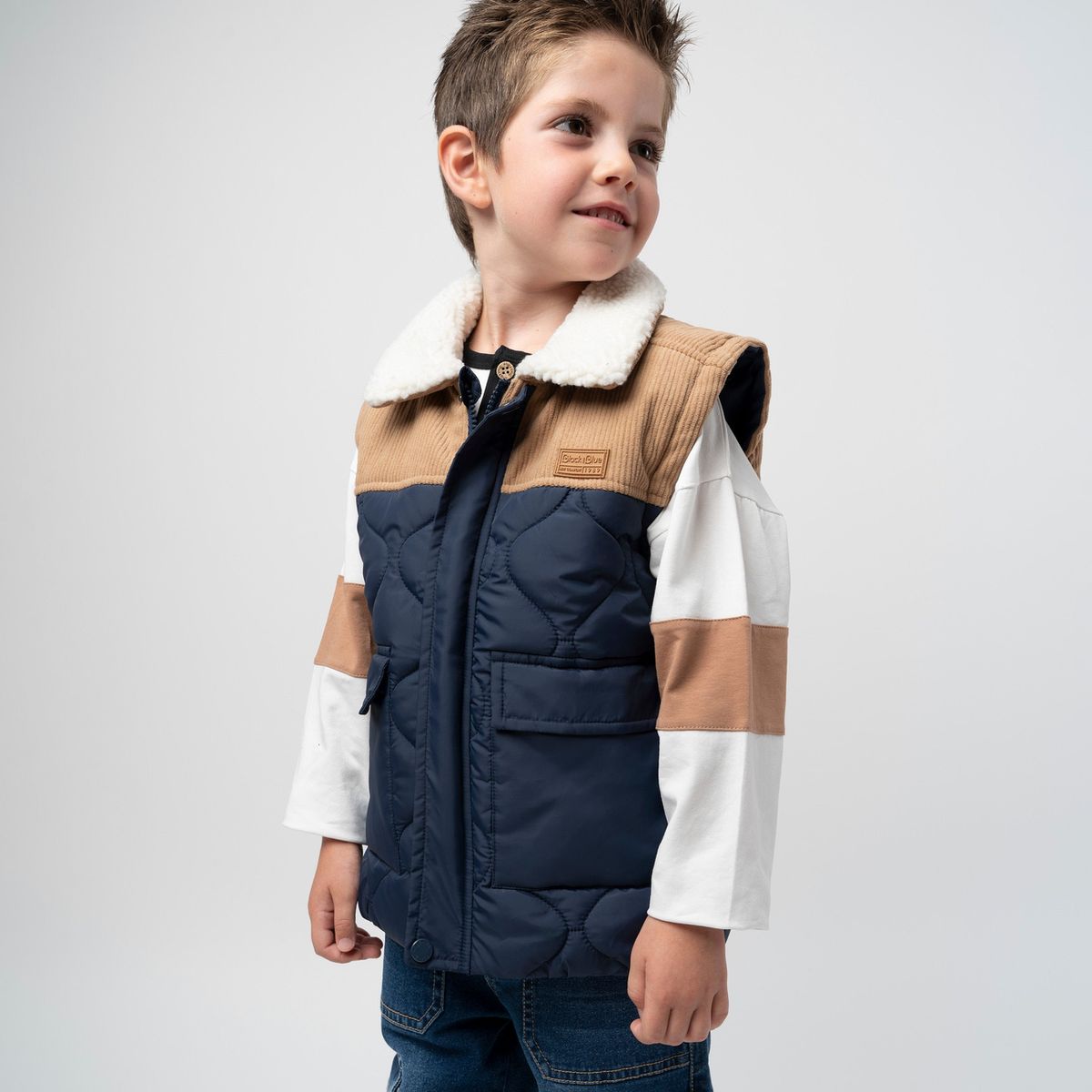 BLACK AND BLUE - Parka niño sin mangas azul marino Black and blue