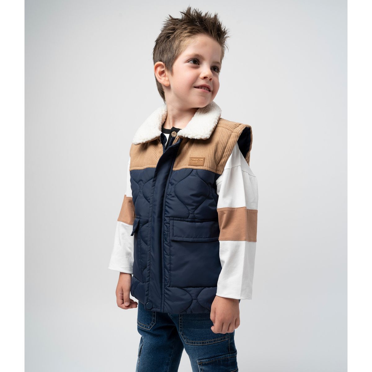 BLACK AND BLUE - Parka niño sin mangas azul marino Black and blue
