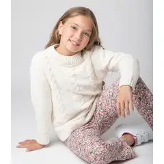 LIMONADA - Conjunto niña con flores crudo