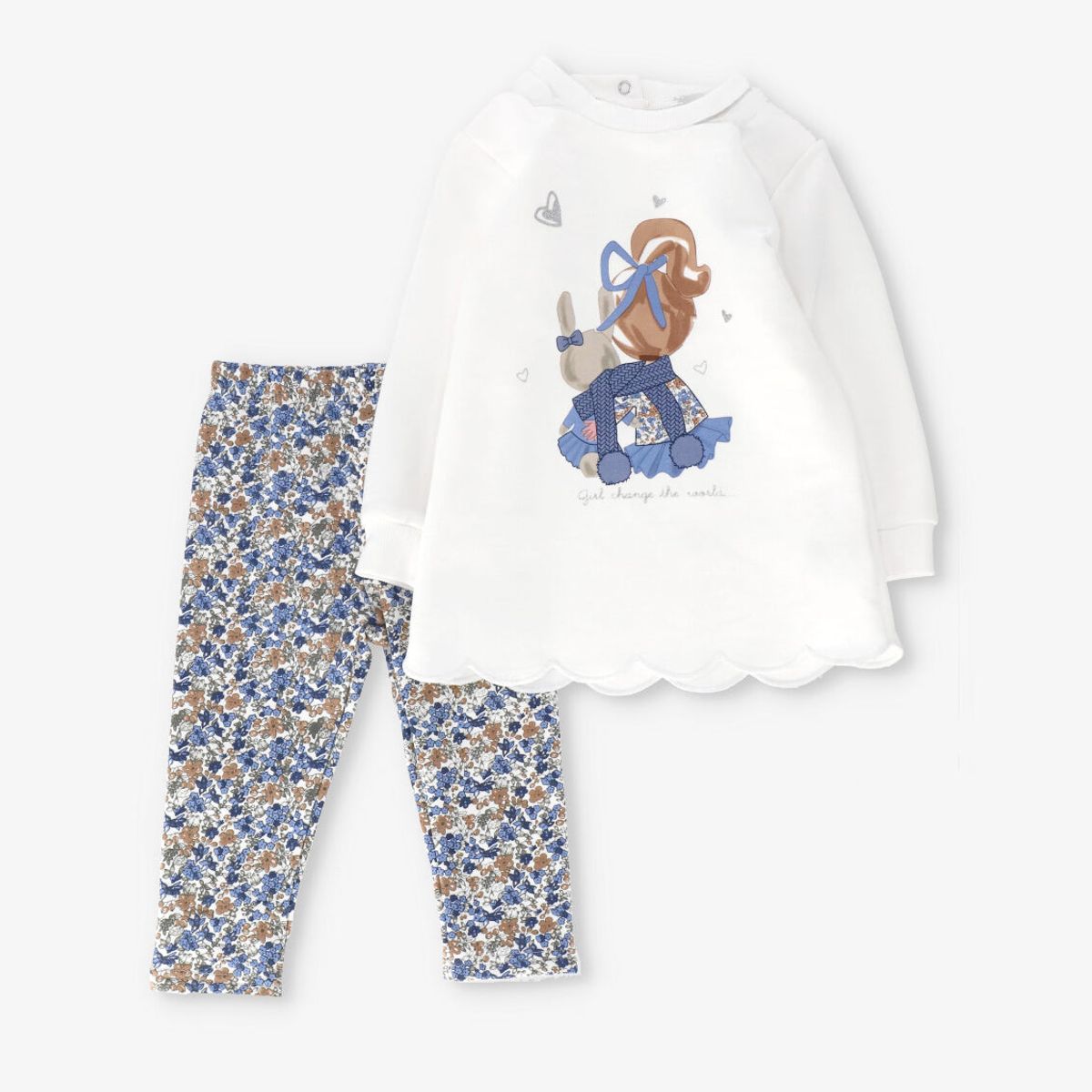 LIMONADA - Conjunto bebé con flores azul piedra Limonada