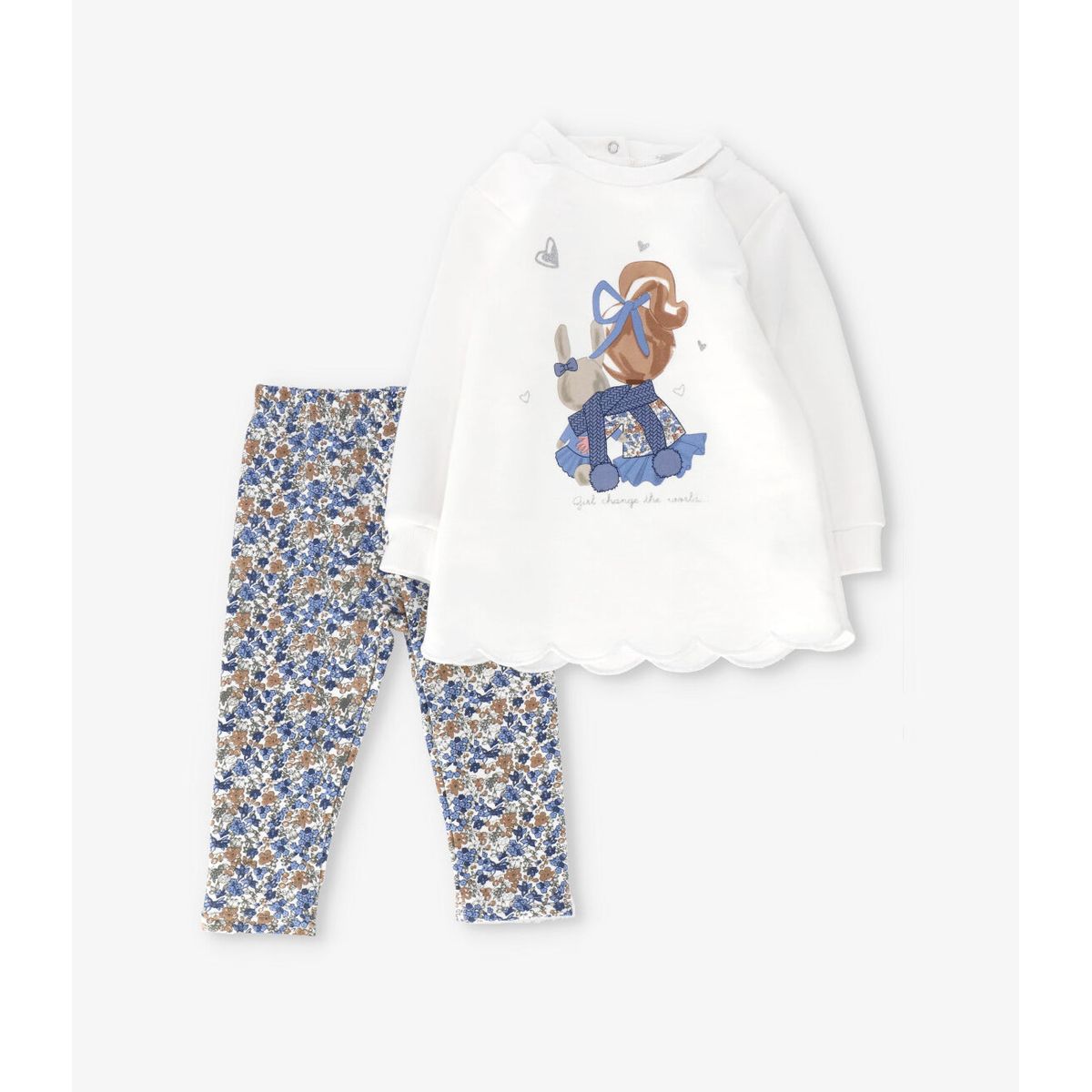 LIMONADA - Conjunto bebé con flores azul piedra Limonada