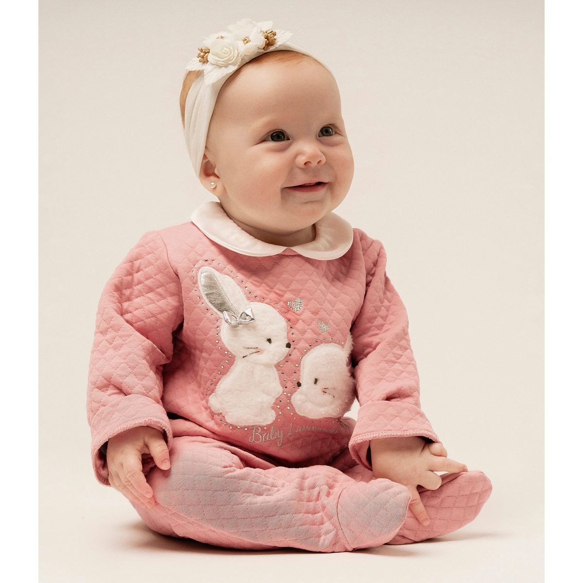 LIMONADA - Enterito recién nacida acolchado con conejos rosado Limonada