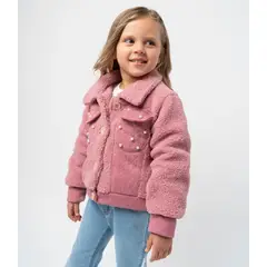 LIMONADA - Chaqueta niña de sherpa cherry