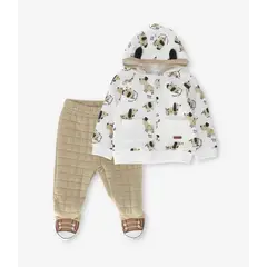 BLACK AND BLUE - Buzo recién nacido con perritos crudo