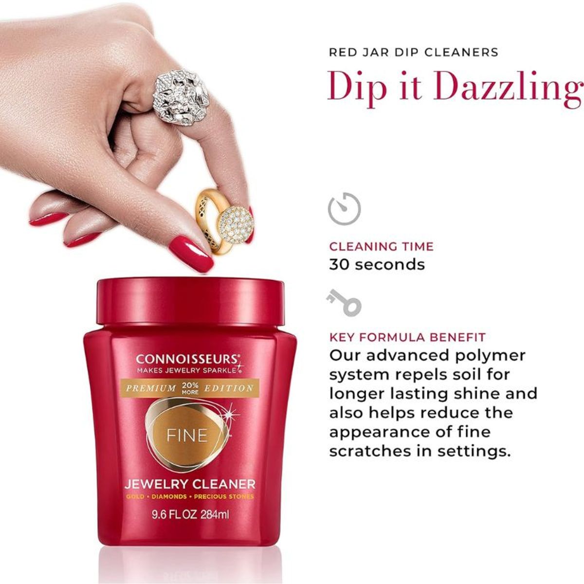 GENERICO - Connoisseurs-Limpiador de joyería fina, piedra preciosa, oro, platino, solución de limpieza con bandeja de inmersión LI-CO-LIQORO