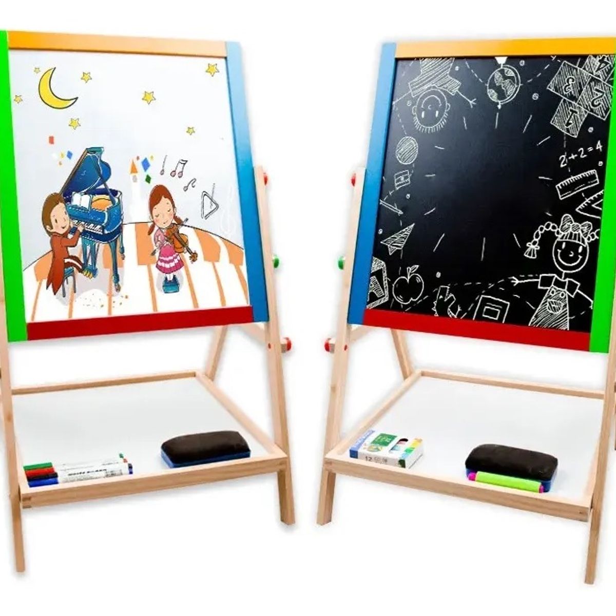 GENERICO - Pizarra Atril Para Niño Magnetica Doble tizaplumón Madera