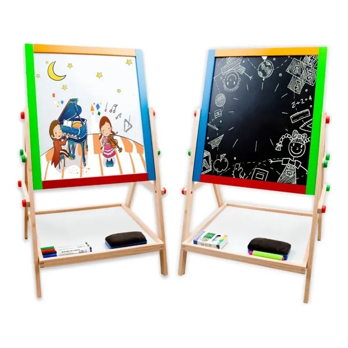 GENERICO - Pizarra Atril Para Niño Magnetica Doble tizaplumón Madera