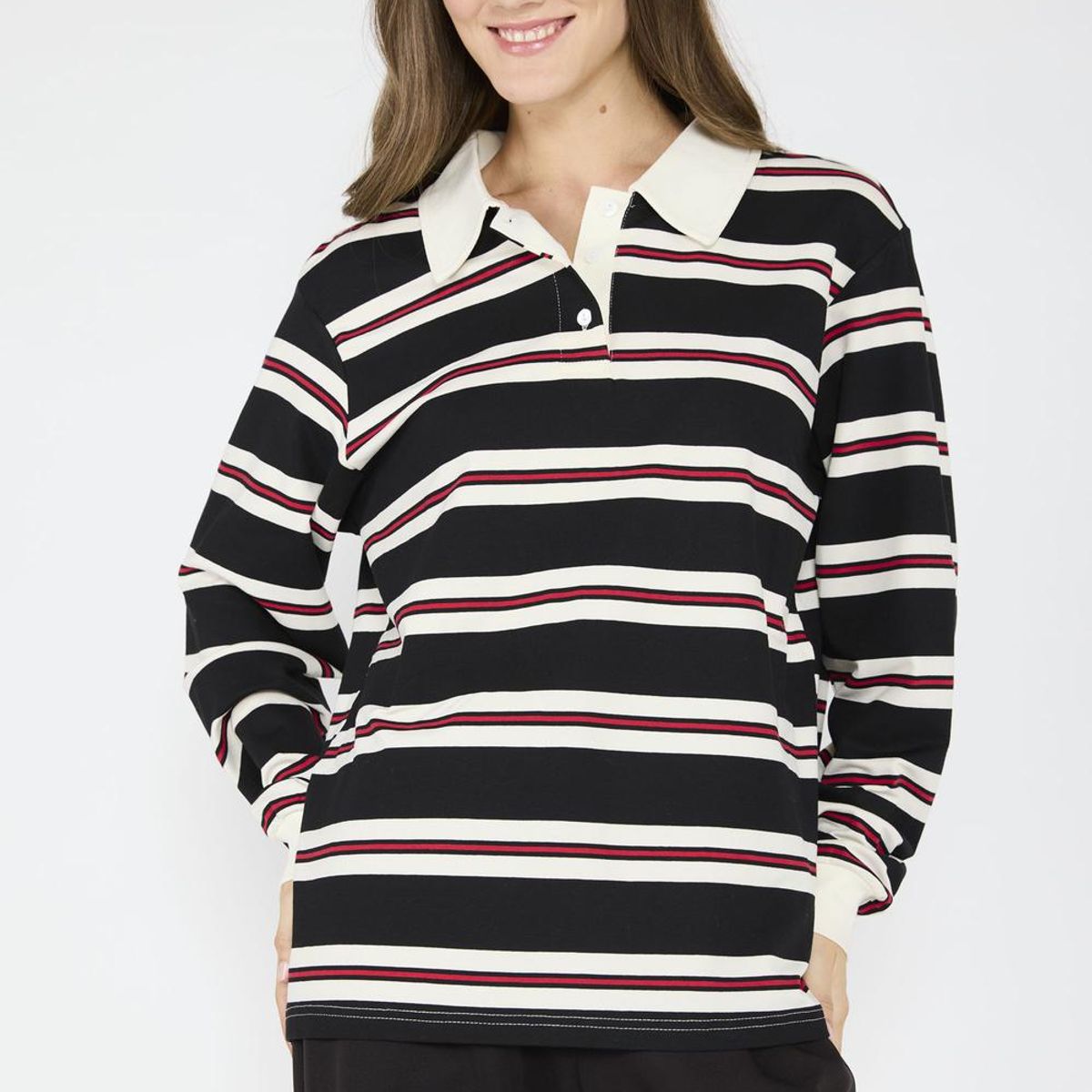 ECLIPSE - Polera Rugby Zoe Negro